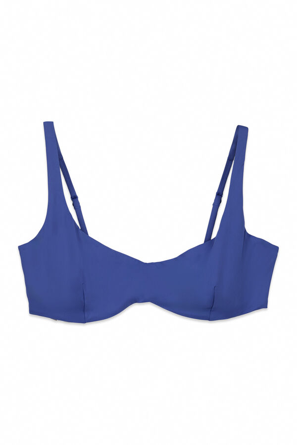 Women'secret Top bikini horizontal con varilla azul azul