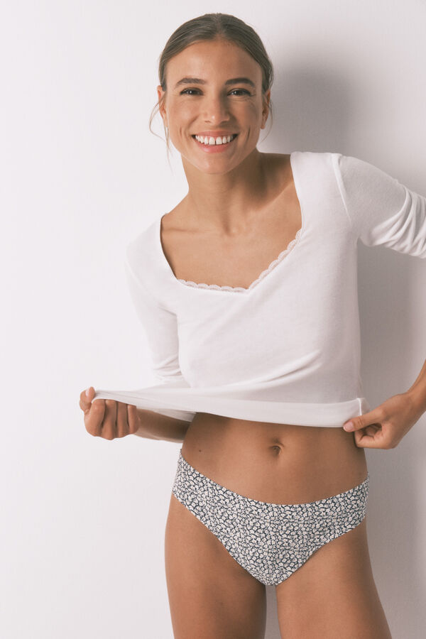 Womensecret Panty brasileño de microfibra multicolor estampado