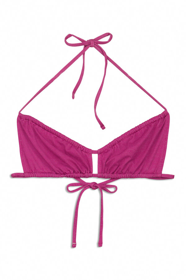 Women'secret Top bikini fruncido rosa brillante rosa