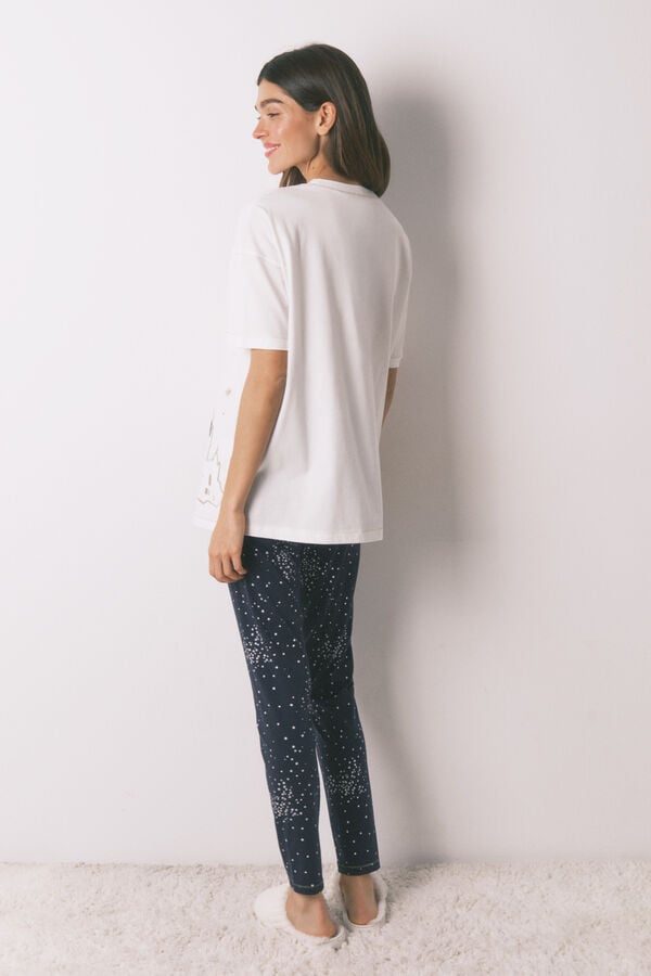 Women'secret Pijama larga 100% algodón estampado" Hogwarts" marfil