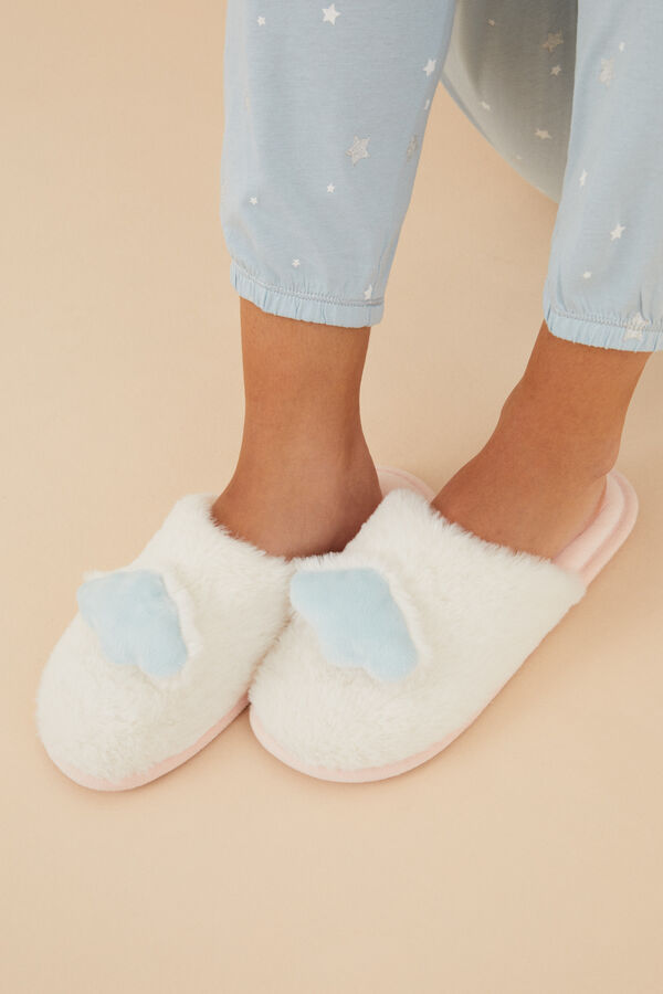 Womensecret Pantuflas casa pelo nube marfil