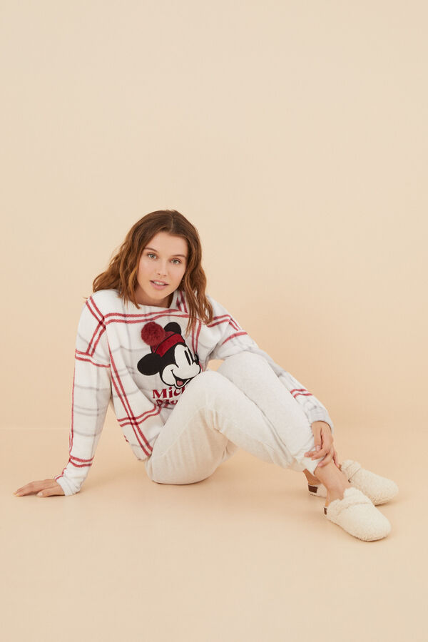 Womensecret Pijama polar 3D Mickey Mouse gris