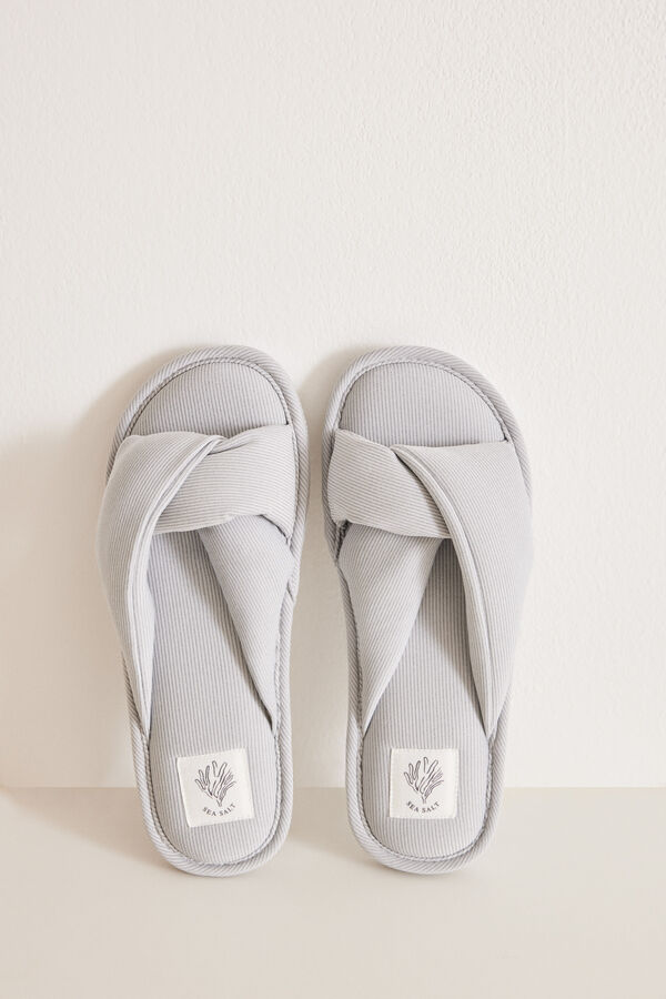 Womensecret Pantuflas abiertas casa gris rib gris