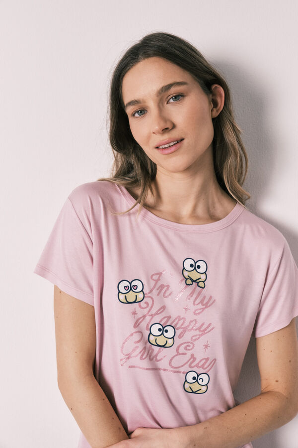 Women'secret Pijama larga Keroppi Patchwork rosa