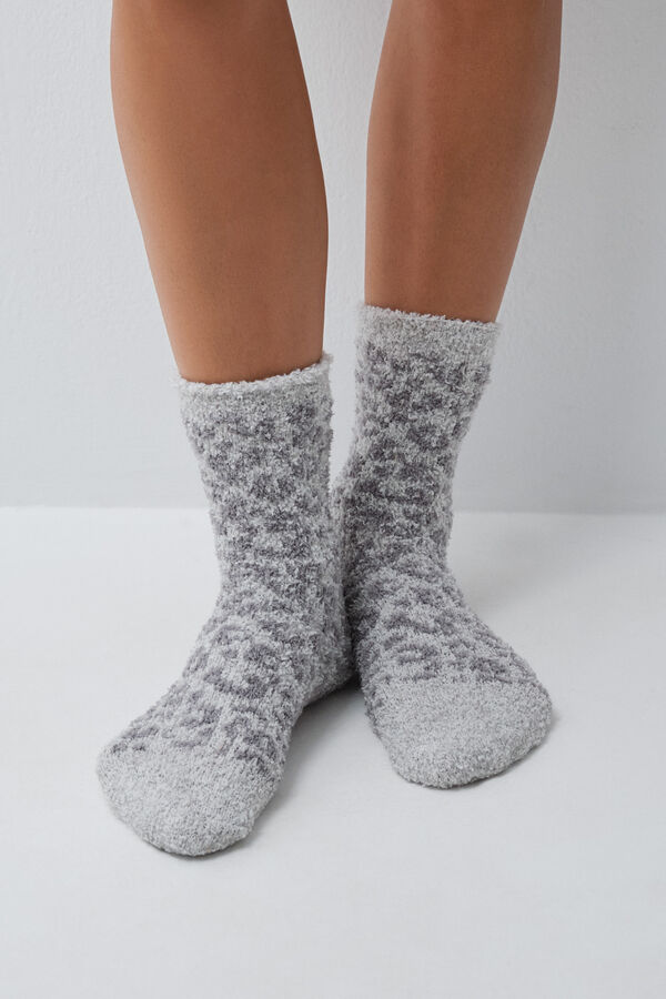 Women'secret Calcetines largos estampado animal gris gris