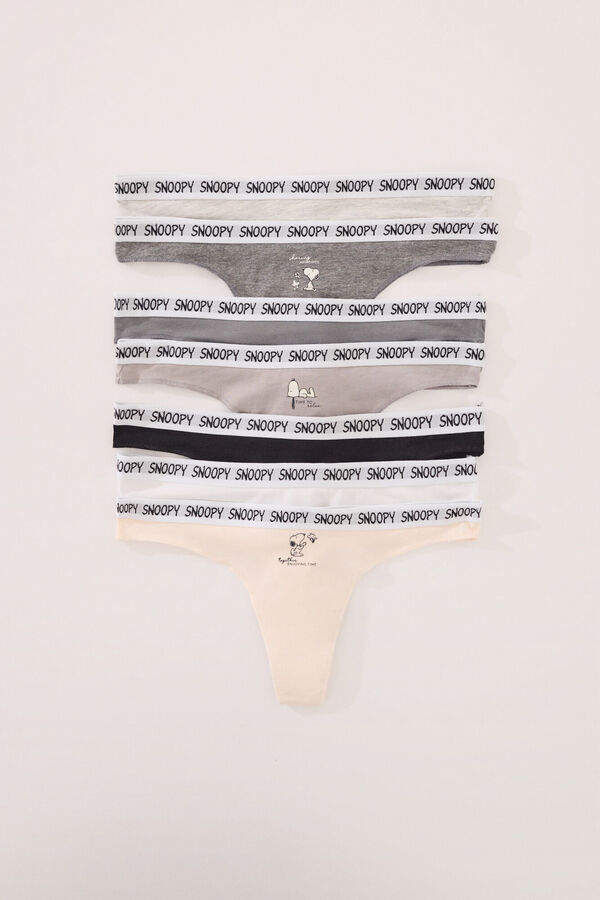 Womensecret Pack de 7 tangas de algodón multicolor de Snoopy estampado