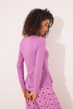 Womensecret Playera de manga larga de canalé morado morado/lila