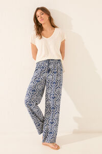 Womensecret Pantalón largo con estampado integral estampado