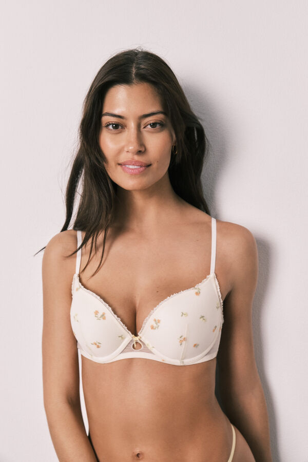 Women'secret Brasier push up blanco bordado flores GORGEOUS marfil