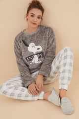 Womensecret Pijama polar Snoopy gris gris