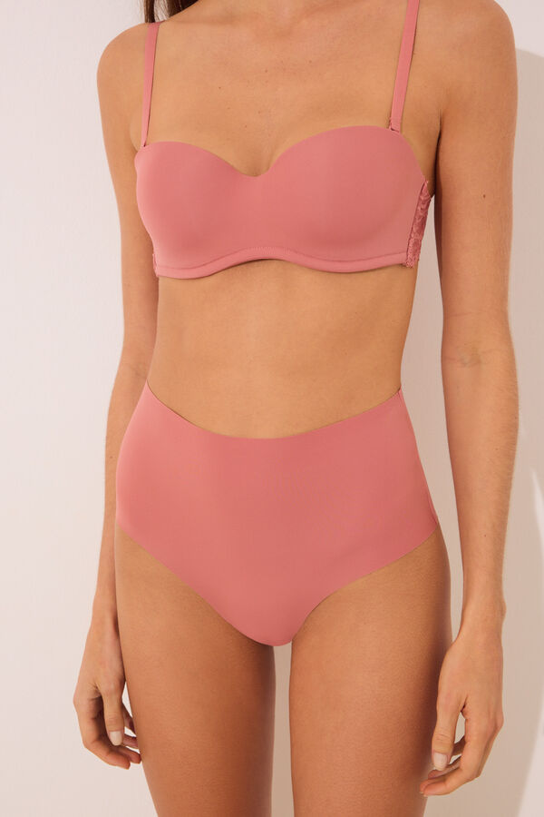 Womensecret Panty alta clásica de microfibra rosa rosa