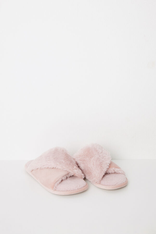 Womensecret Pantuflas abiertas pelito rosa rosa
