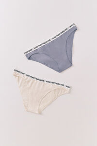 Women'secret Pack de panties clásica de algodón con logo blanco