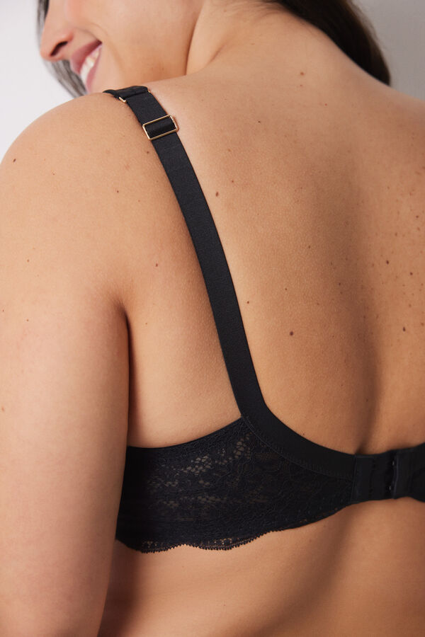 Womensecret REAL brasier reductor microfibra y encaje negro negro