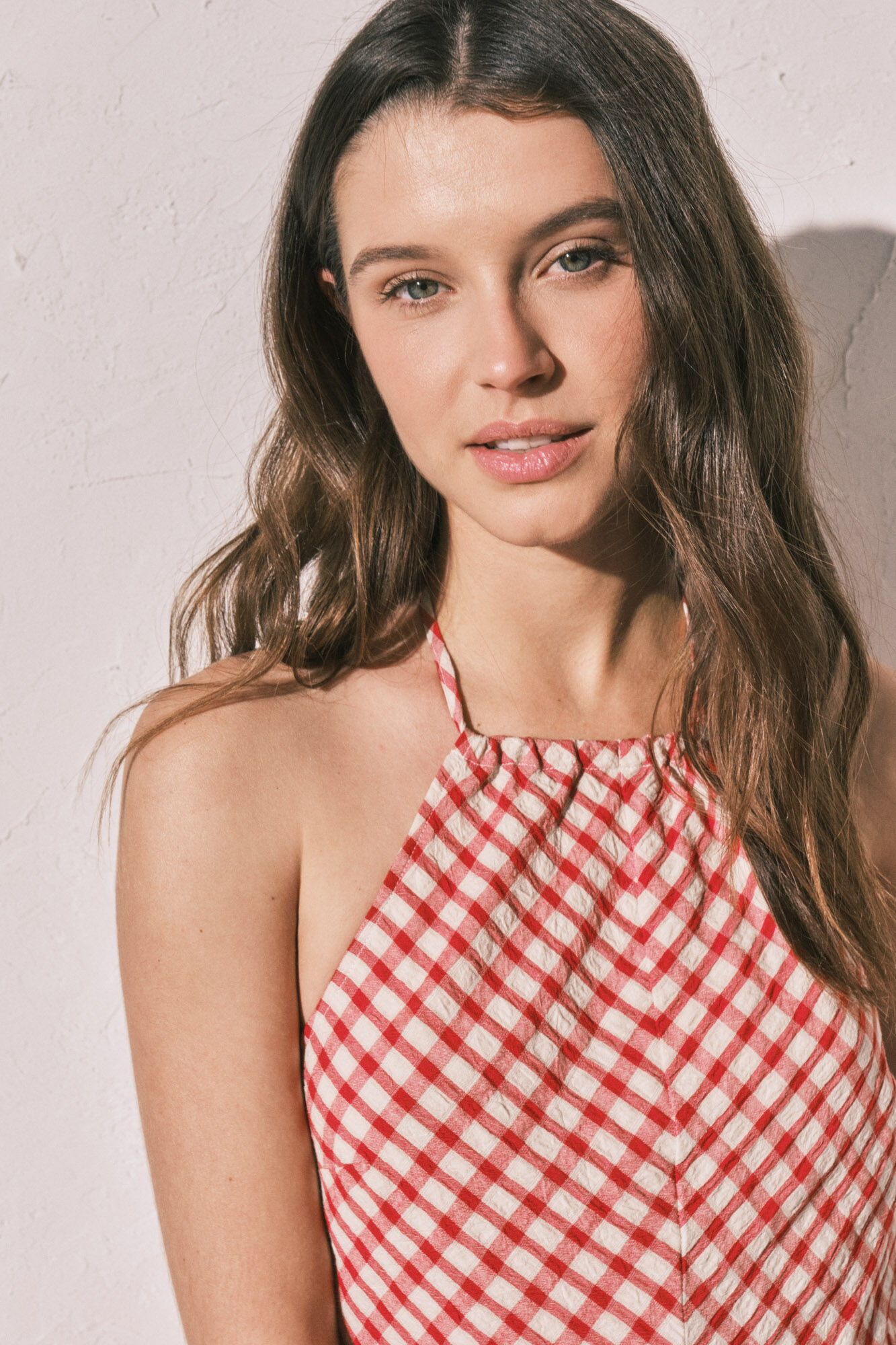 Women'secret Vestido corto estampado vichy rojo