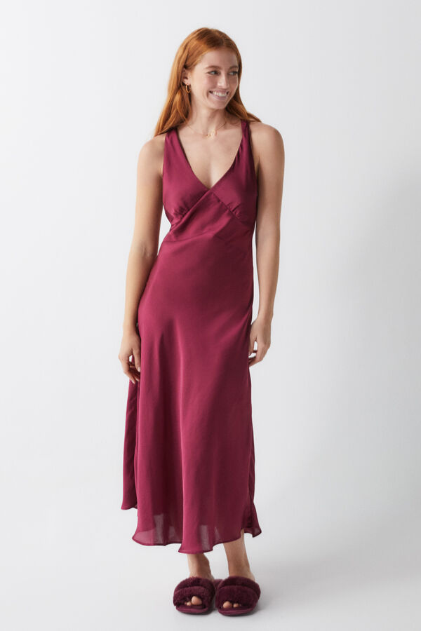 Womensecret Camisón midi satín morado púrpura