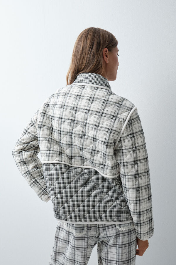 Women'secret Bata corta a cuadros gris estampado