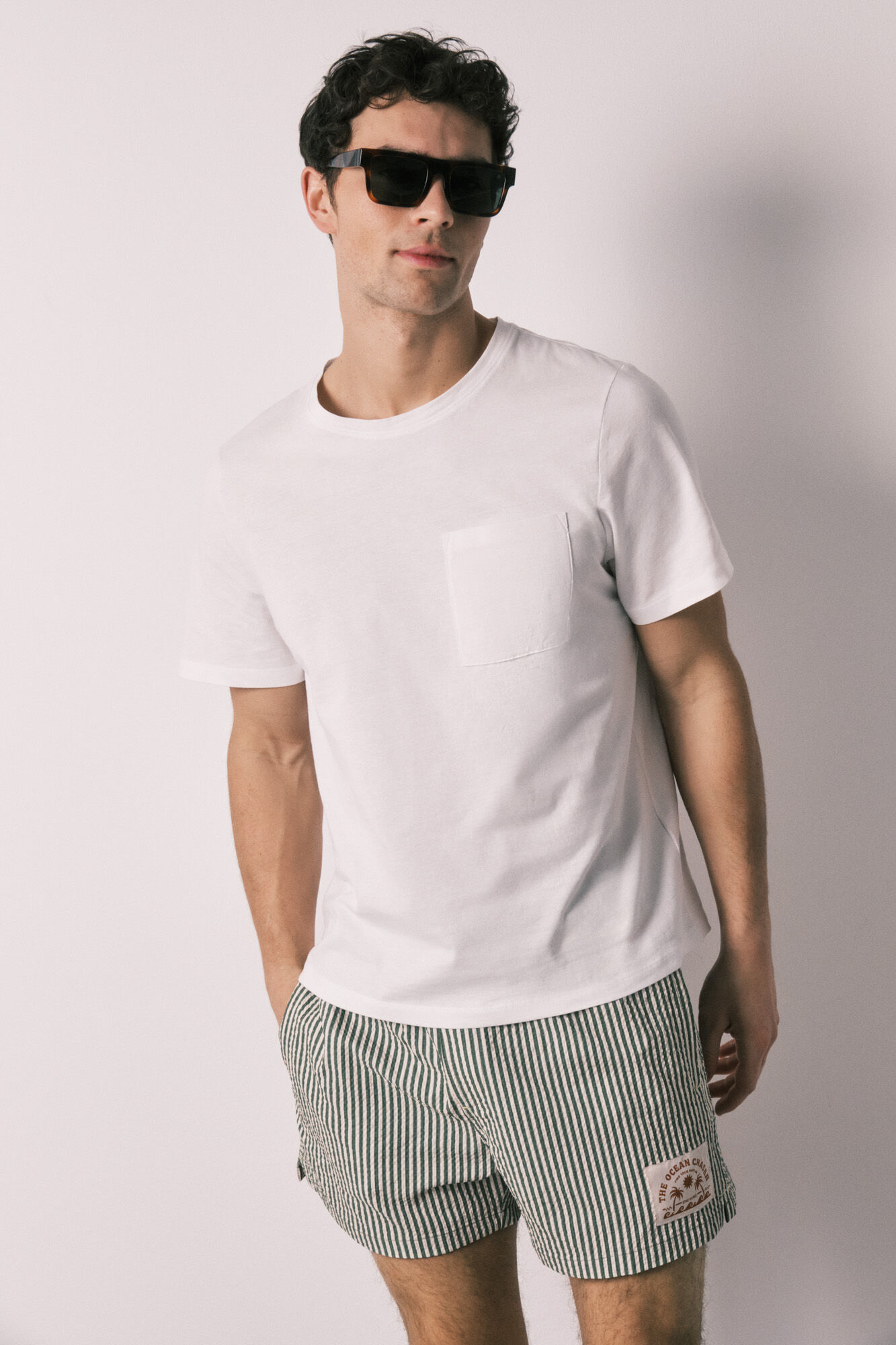 Women'secret Traje de ba&ntilde;o para hombre estampado de rayas verdes