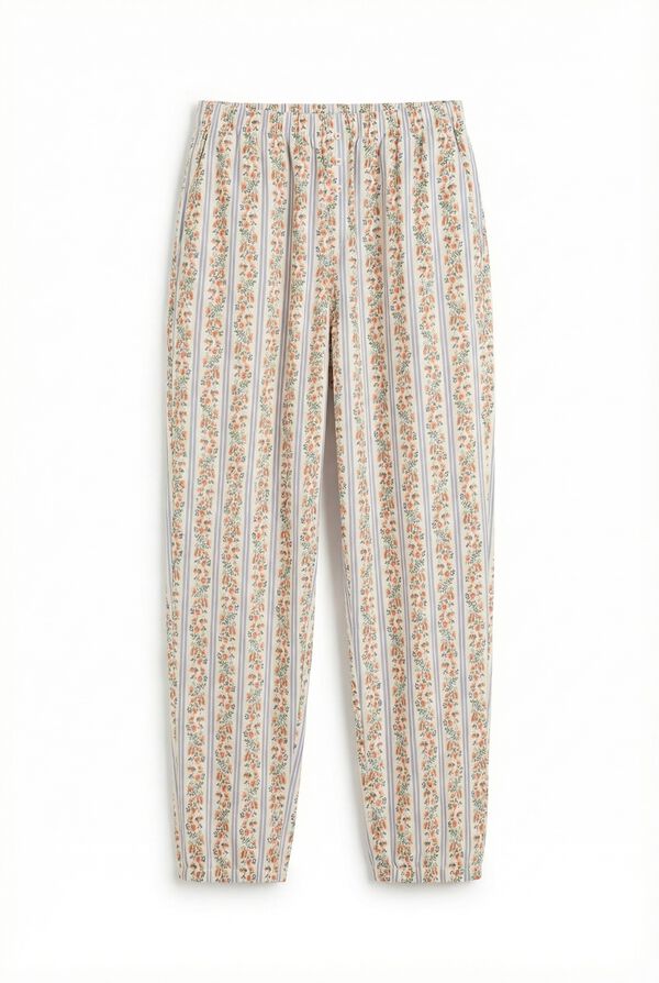 Women'secret Pantal&oacute;n carrot 100% algod&oacute;n estampado de flores rosa