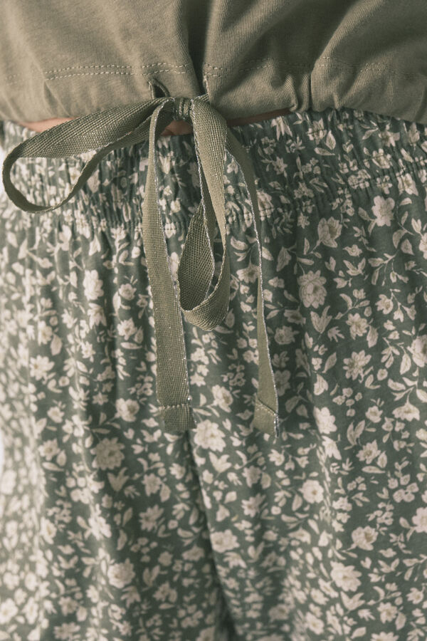 Women'secret Pijama larga Smiley color caqui 100 % algodón  kaki