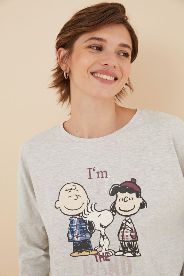 Womensecret Pijama 100% algodón Snoopy & Cía. gris gris