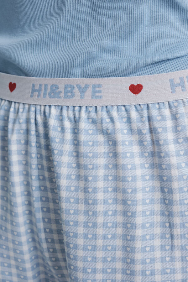 HI&BYE Pijama larga con cuadros vichy azules  azul