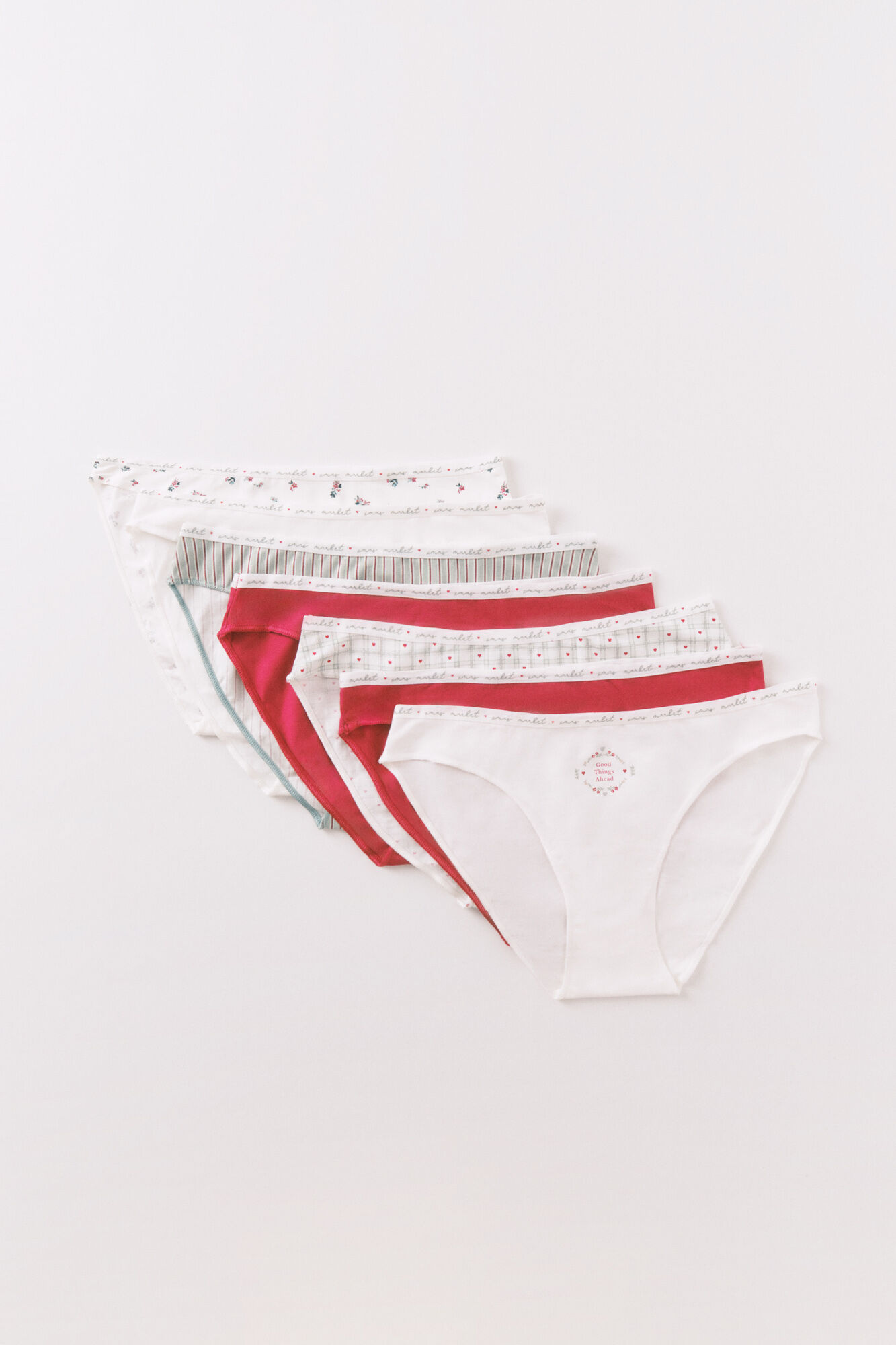 Women'secret Pack de 7 panties cl&aacute;sica de algod&oacute;n con estampado navidad