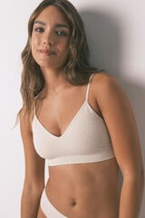Women'secret Top sin costuras NATURAL estampado animal beige café