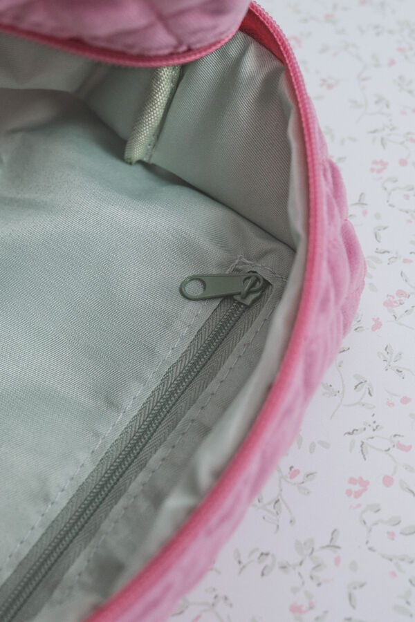 HI&BYE Neceser de terciopelo terciopelo con logo bordado rosa