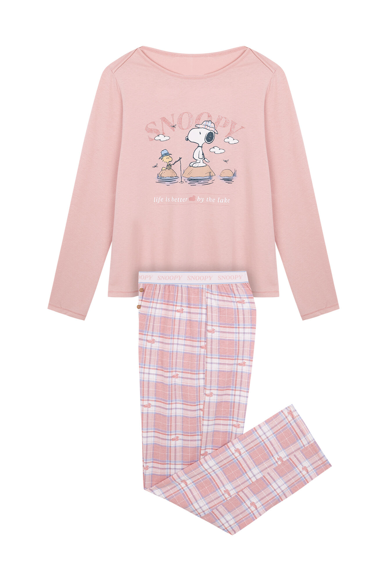 Pijama larga 100 algodon rosa Snoopy Ropa de dormir y homewear de mujer WomenSecret MX