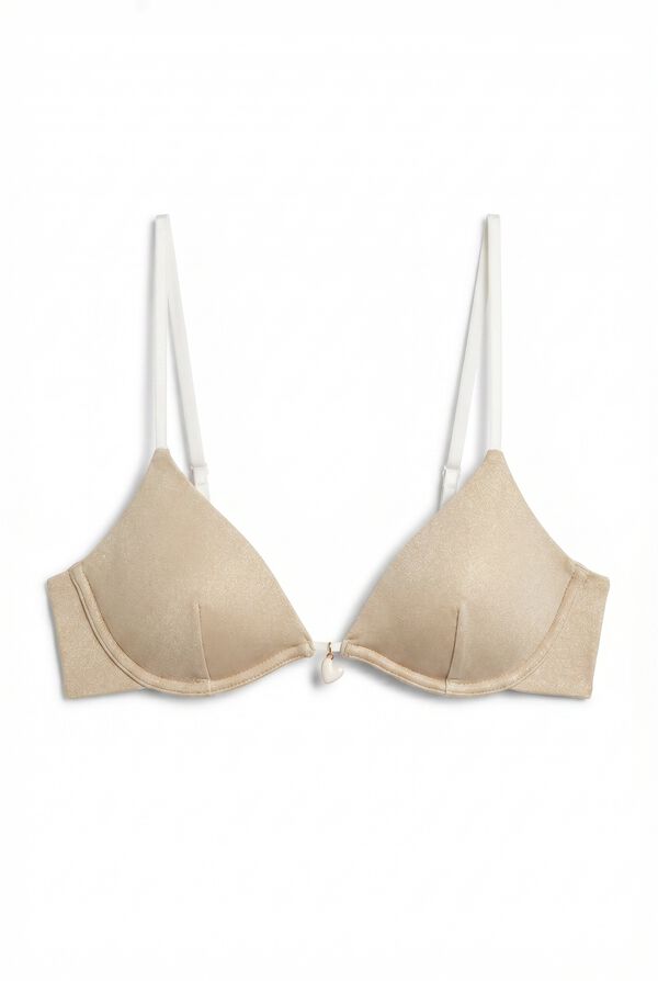Women'secret Traje de ba&ntilde;o bikini triangular escotado blanco lurex caf&eacute;