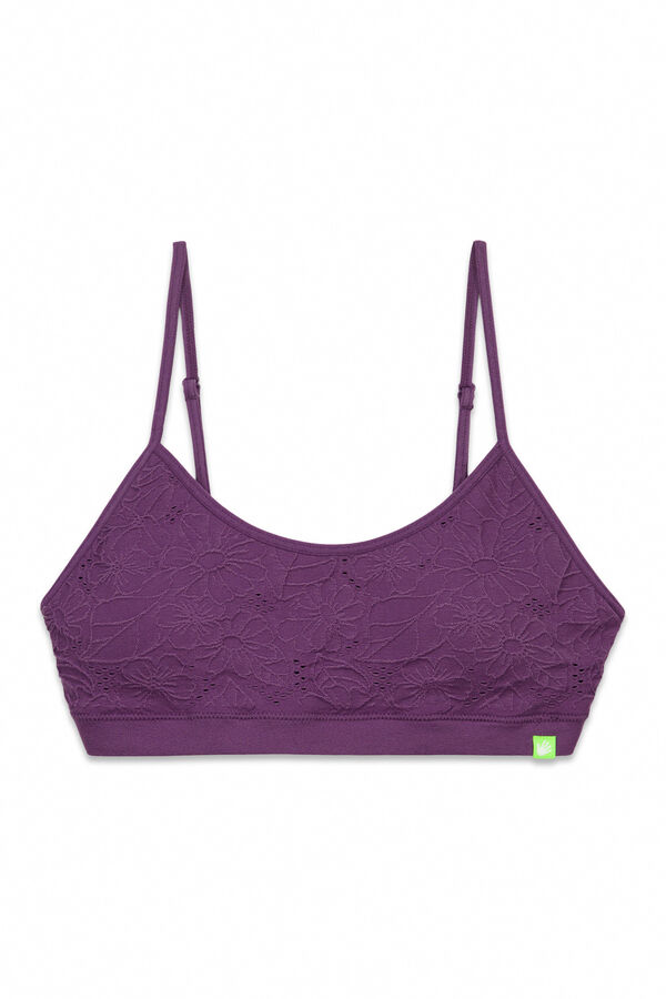 HI&BYE Brasier top sin costuras floral granate morado/lila