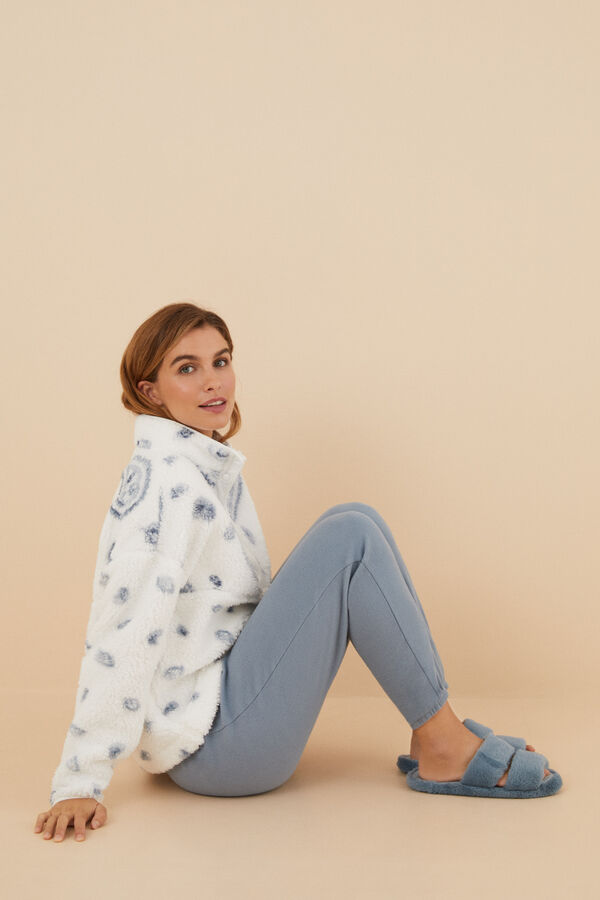 Womensecret Pijama larga borreguito y polar Paisley estampado
