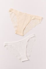 Women'secret Pack 2 panties cl&aacute;sicas de algod&oacute;n blanco y amarillo amarillo