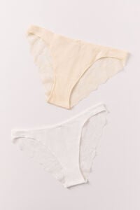 Women'secret Pack 2 panties cl&aacute;sicas de algod&oacute;n blanco y amarillo
