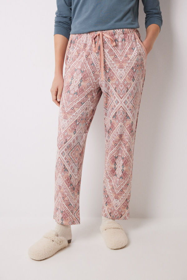 Womensecret Pantalón carrot rosa supersoft estampado