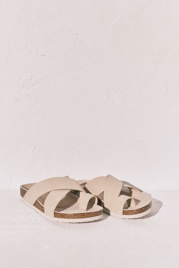 Women'secret Sandalia bio de tiras cruzadas beige caf&eacute;