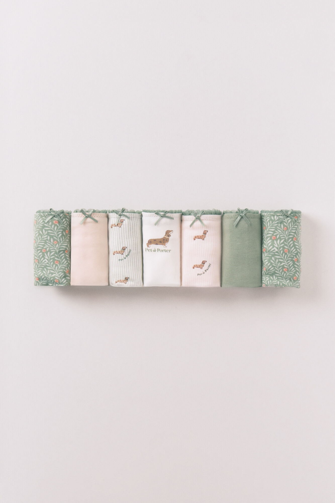 Women'secret Pack 7 tangas de algod&oacute;n rosa y verde