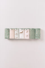 Women'secret Pack 7 tangas de algod&oacute;n rosa y verde estampado