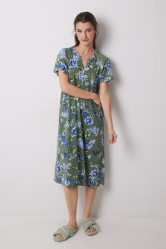 Womensecret Camisón midi 100% algodón verde flores estampado