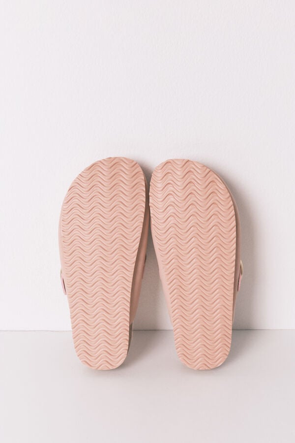 Women'secret Pantuflas para casa de piel rosa rosa