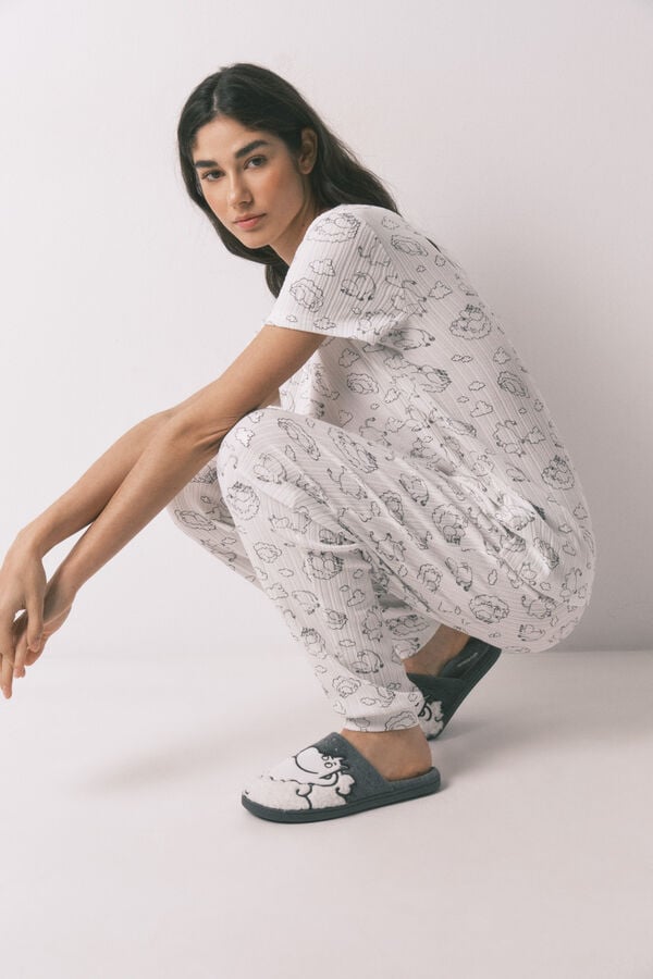 Women'secret Pantuflas de borreguito gris Moomin gris