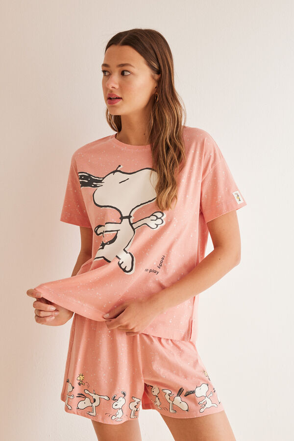 Womensecret Pijama corta 100% algodón rosa Snoopy rosa