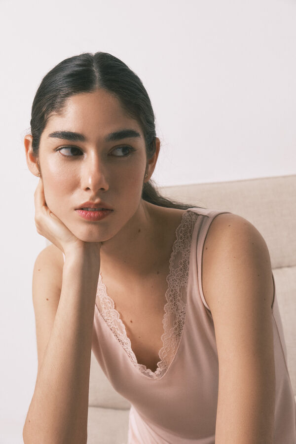 Women'secret Playera extra suave de tejido rosa rosa