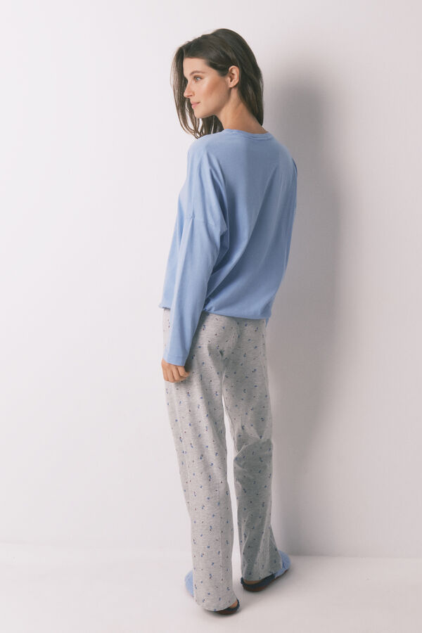 Women'secret Pijama larga algodón Snoopy azul  estampado