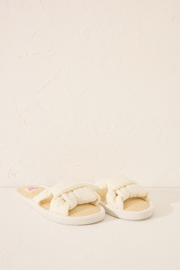 Womensecret Pantuflas para casa de rafia de Snoopy blanco