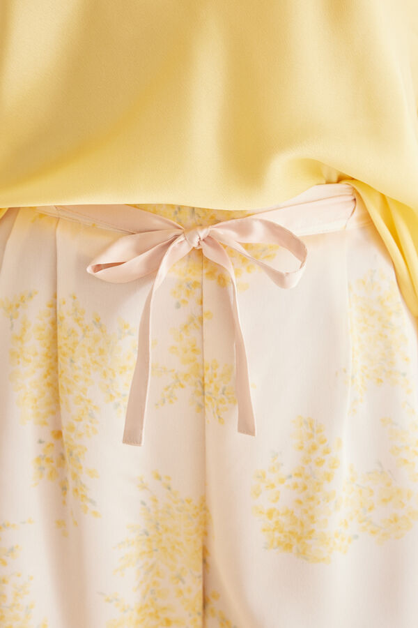 Womensecret Conjunto pijama 3 piezas satín amarillo amarillo