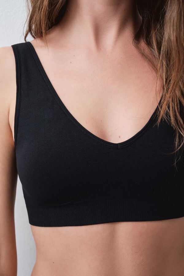 Women'secret Brasier top halter de microfibra negro negro