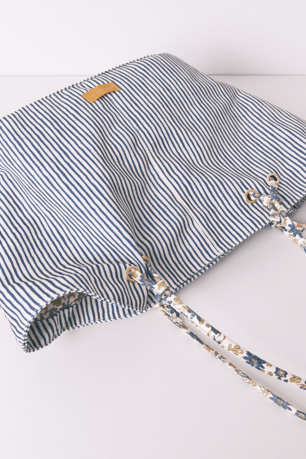 Womensecret Bolsa shopper de lona a rayas azul