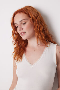 Womensecret Playera tejido supersuave blanco marfil